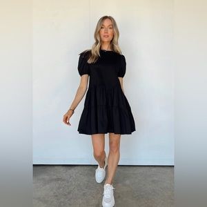 Vestique Jenna Dress - Black puff sleeve dress